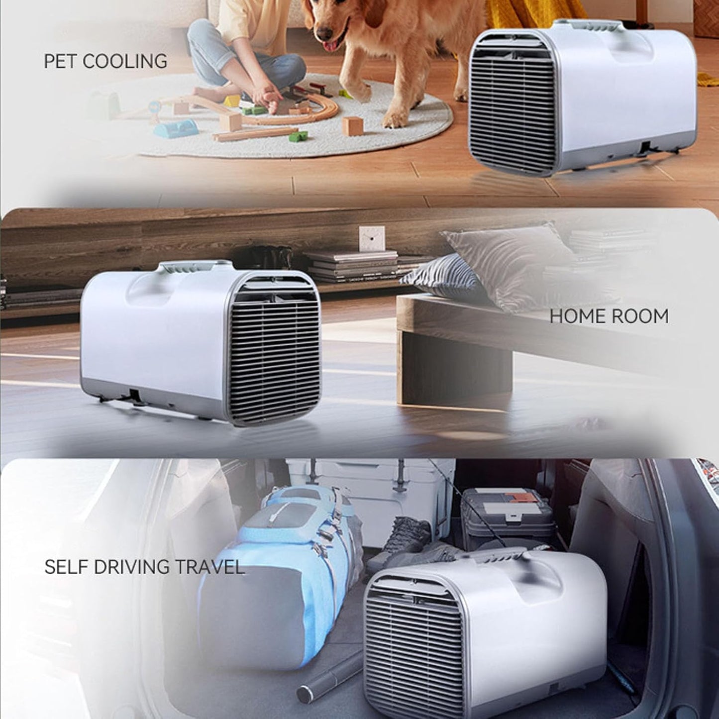  Jeffergarden Climatiseur Portable 4095 BTU, Petite Unité De Refroidissement 420 W Avec Déshumidificateur, Télécommande Pour Tente, Camping, Camping-car, Camion, Espace De 120 M² (Prise UE 220V)