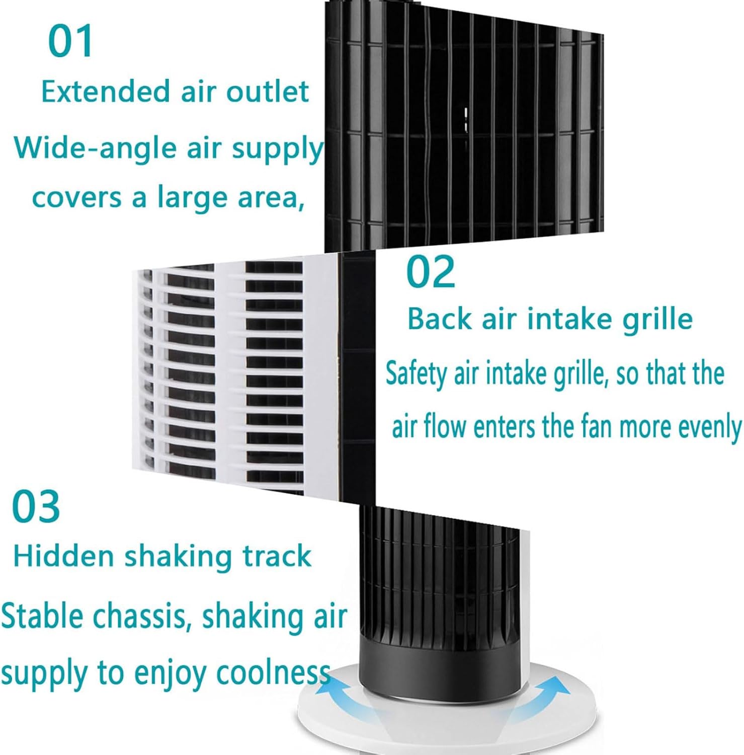  Ventilateur De Tour Portable Avec Télécommande, Refroidisseur D'air Silencieux De 3 Vitesses, Oscillant à 80 °, Minuterie 7H, Filtre Lavable Pour Bureau De Chambre