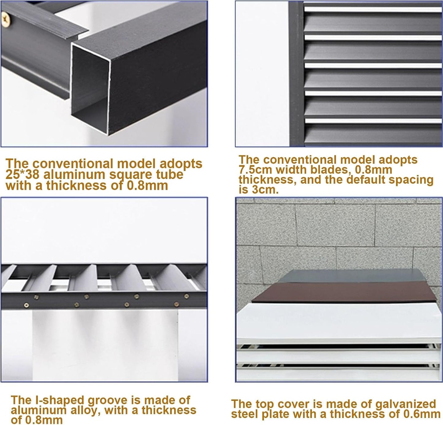 GENERIC Housse De Protection Pour Climatiseur D'extérieur – Protection En Aluminium Pour Unités Extérieures – Housse De Condensateur Résistante Aux Intempéries – Cache Le Climatiseur Avec Clôture Décorative