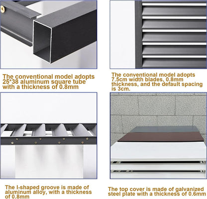 GENERIC Housse En Alliage D'aluminium Gris Pour Climatiseur Extérieur/intérieur - Protection Contre La Pluie - Clôture D'intimité Pour Fenêtre - Accessoire Résistant Aux Intempéries
