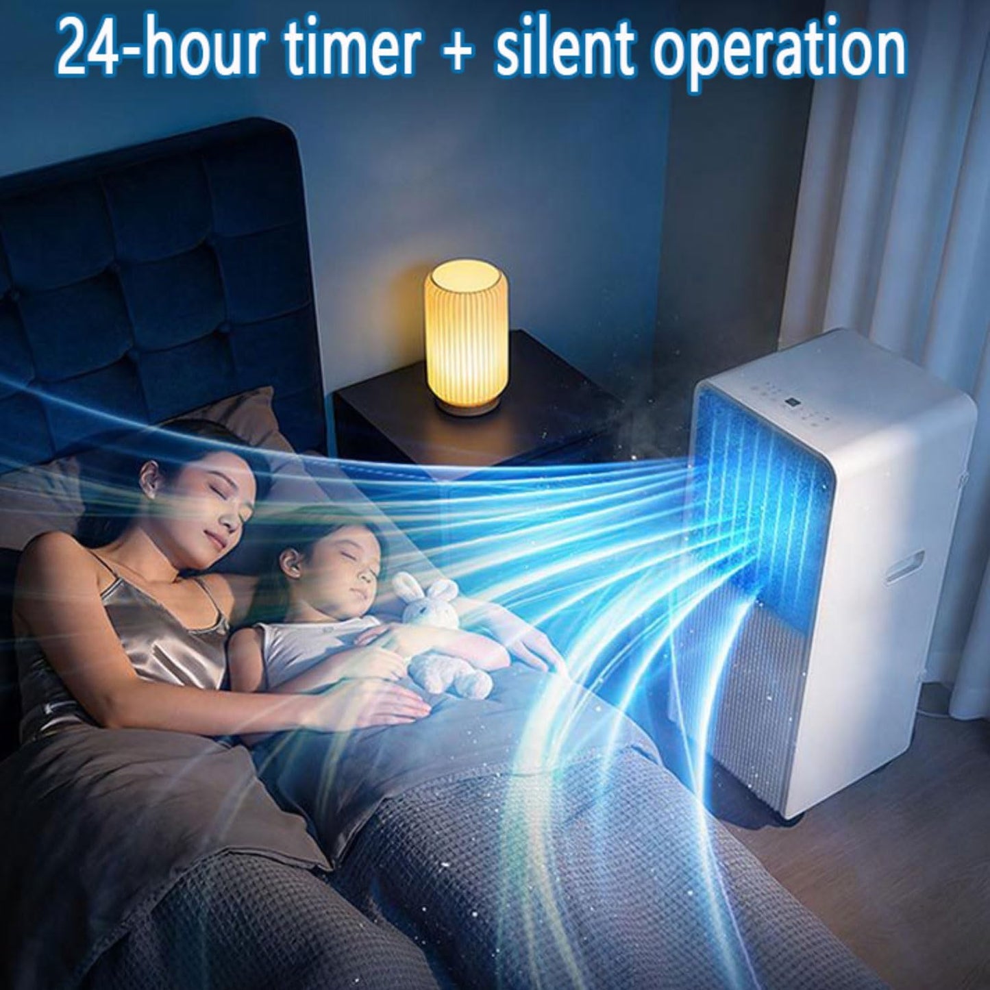  Climatiseur Portable, Unité Intelligente Intelligente Silencieuse Pour Jusqu'à 300 Pieds Carrés, Ventilateur De Refroidissement Avec Télécommande, Minuterie 24H, Mode Veille, Pas D'installation De Fen