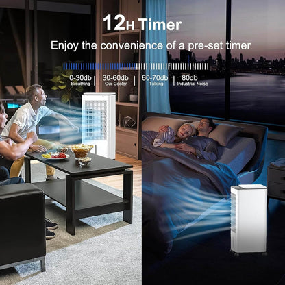GENERIC Climatiseurs Portables Avec Télécommande, Minuterie De 15 Heures Pour Arrêt Automatique Intelligent, 3 Vitesses, Réservoir De 9L Pour 20 Heures De Refroidissement