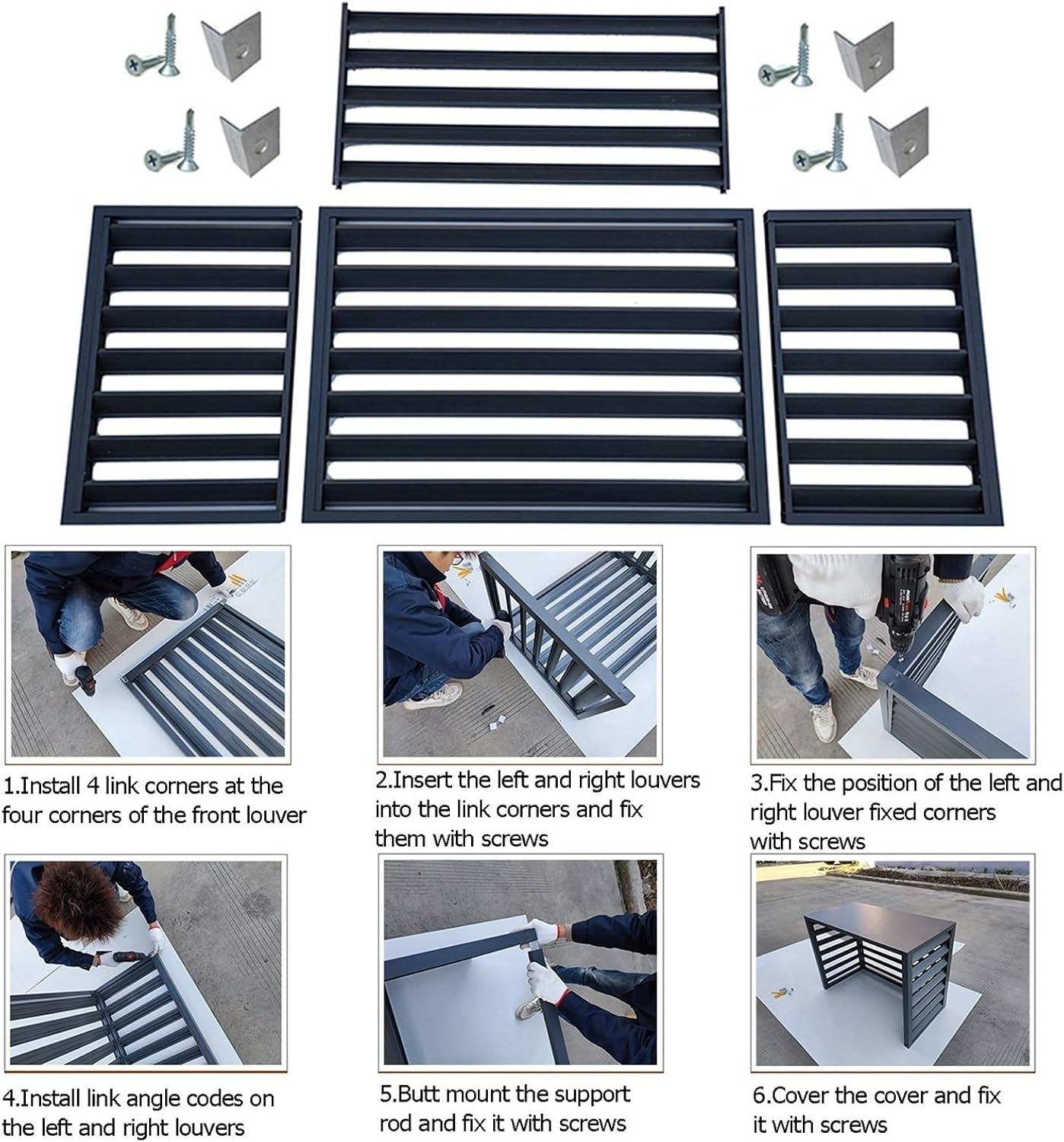 GENERIC Housse En Aluminium Pour Climatiseur Et Clôture De Confidentialité Décorative – Grilles De Protection Extérieures Pour CVC Et Pompes à Chaleur, Poubelle – Design Résistant Aux Intempéries
