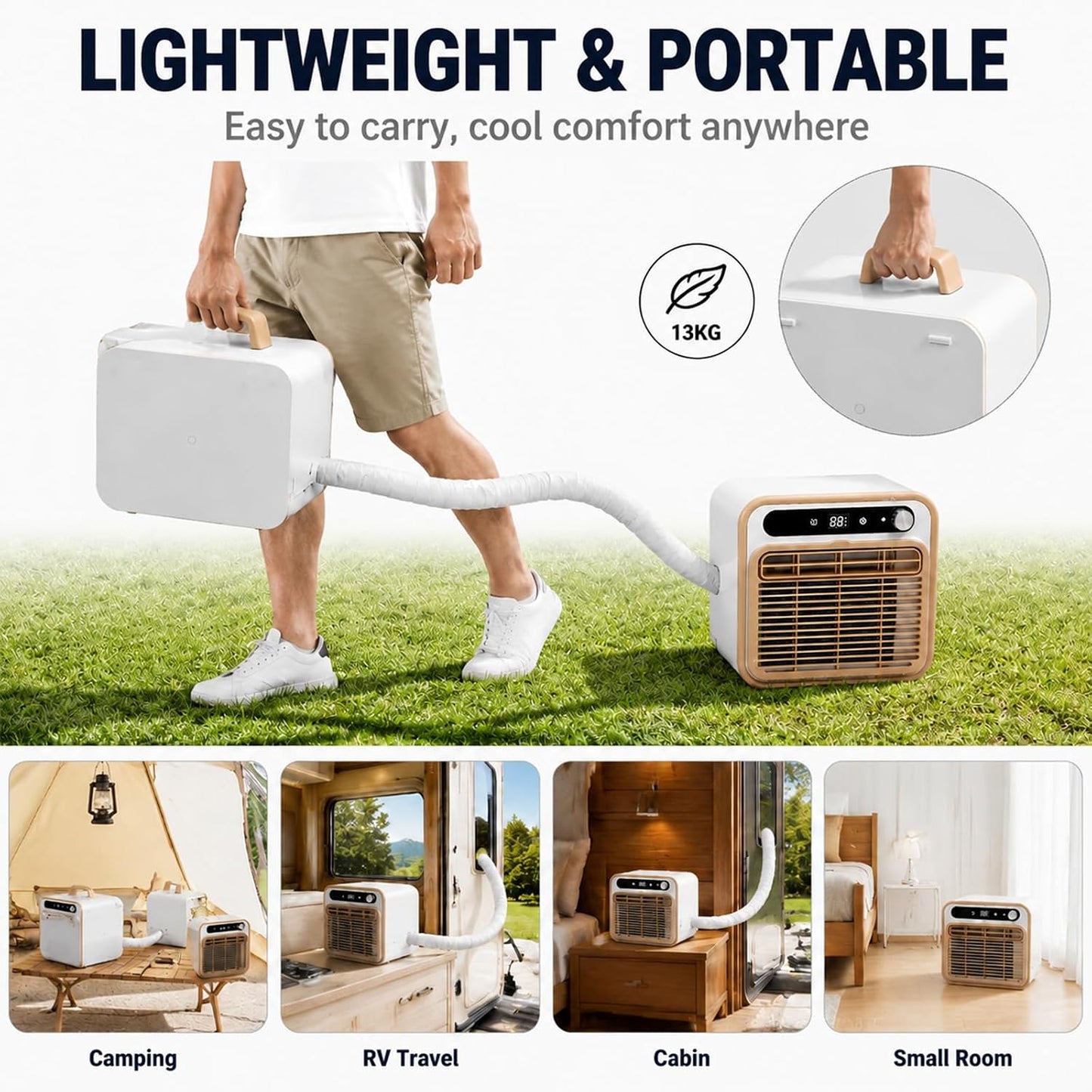  Mini Climatiseur Mobile 5000 BTU, Climatiseur Tente 1m | Modèle Split Silencieux, Rafraîchisseur D'air De Table Pour Chambre Bureau, Option Tuyau 1m/1.5m/2m Sans Eau