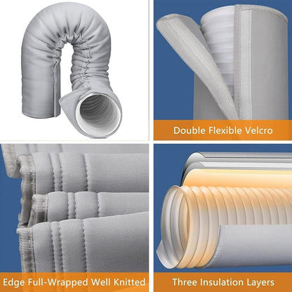 Portable Air Conditioner Hose Insulation Portable Insulated Cover, 3 Straps | Air Conditioners Insulated Hose Wrap For Winter Outdoor Indoor Casement Garage Rv Room Wall Window House Apartment