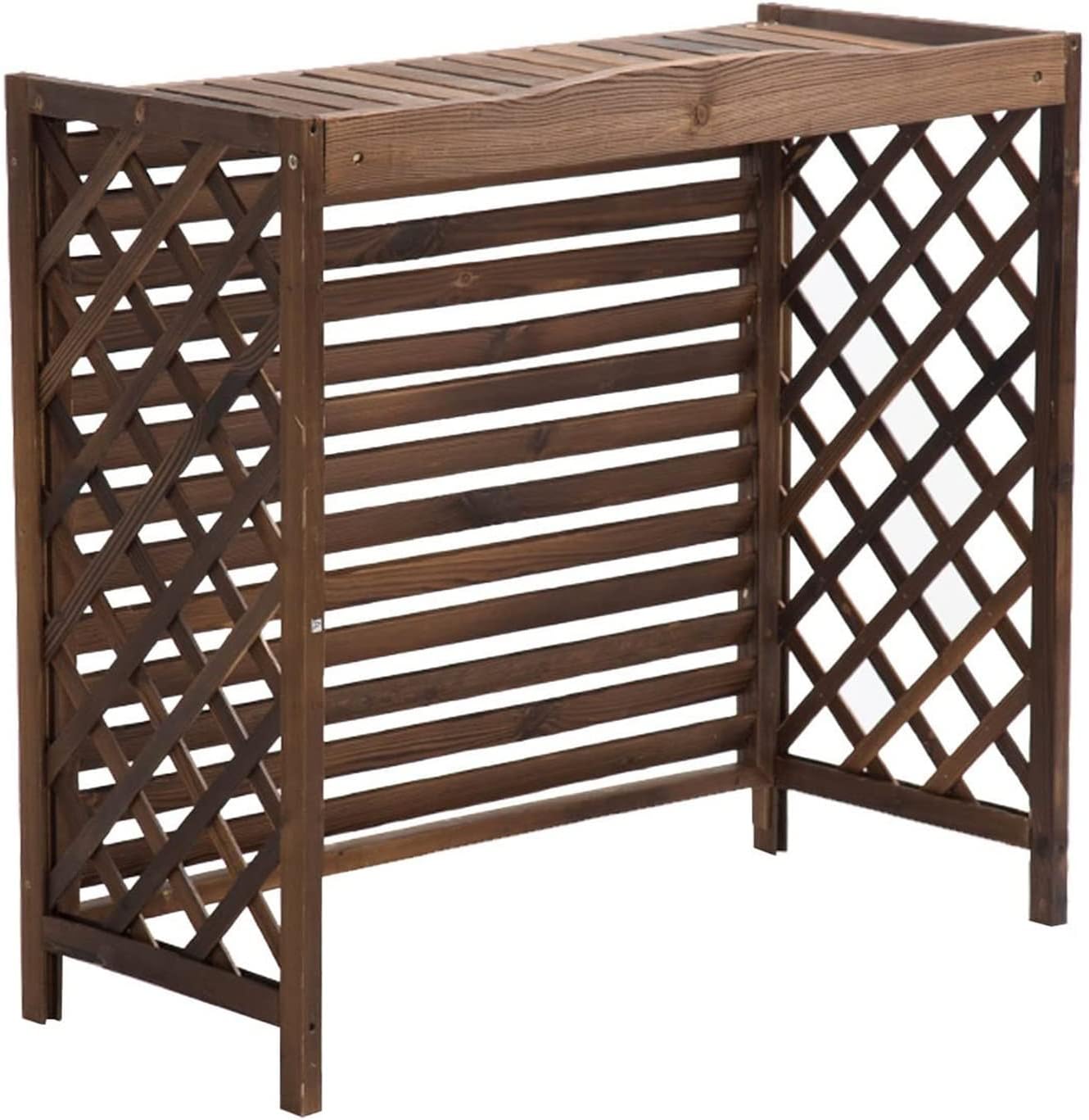 GENERIC Cloison De Séparation Extérieure En Bois Pour Climatiseur - Cache-pot De Fleurs - Grilles De Protection Pour Unités AC - Brise-vue Pour Jardin Et Terrasse.