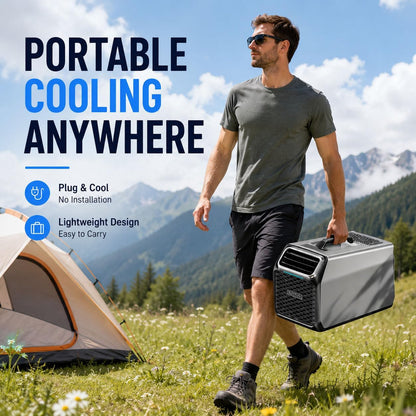  Climatiseur Portable 3500 BTU Pour Camping Et Tentes – Refroidissement Rapide, Silencieux, Déshumidificateur Intégré, Ventilation,Mode Nuit & Minuterie,Idéal Camping-Car,Camion Et Maison Gray