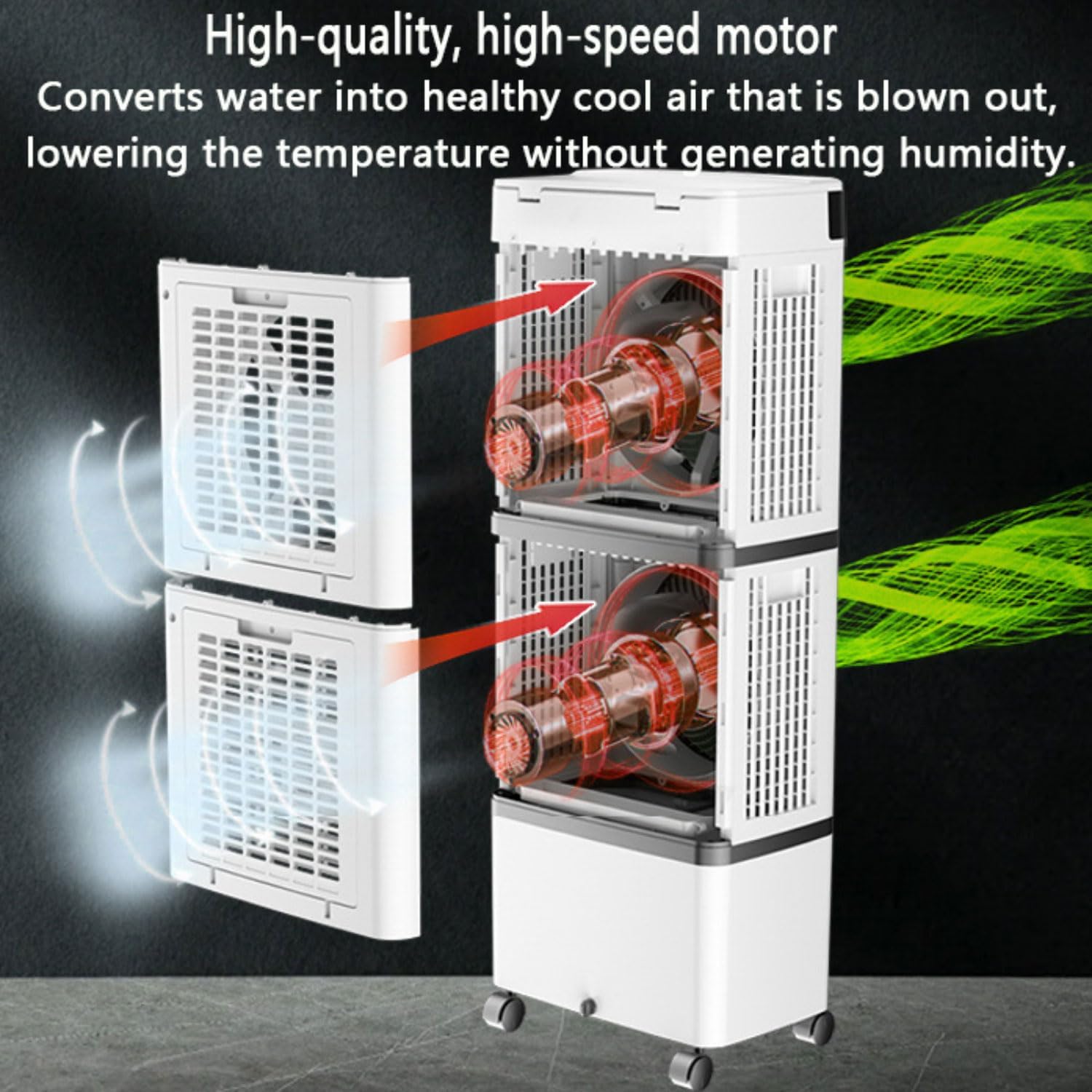 Climatiseur Mobile Portable Rafraîchisseur D’Air Mobile 14L Avec Eau Refroidisseur Par évaporation Oscillation 90° Télécommande Minuterie 12H Ventilateur Refroidisseur D'air Pour Appartement