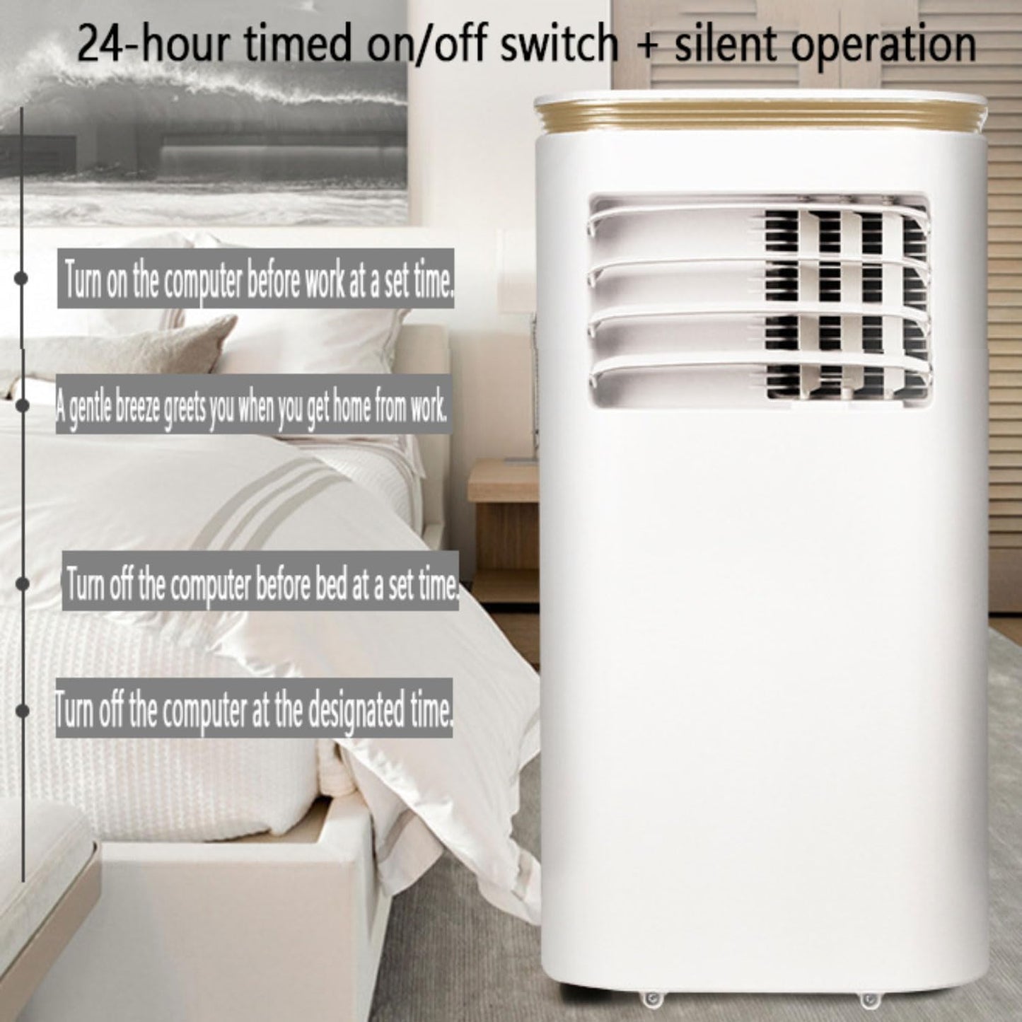 GENERIC Climatiseur Portable, Petit Climatiseur Avec Déshumidificateur Intégré, Refroidit 30 M², Climatiseur Mobile Silencieux Avec Kit De Fenêtre Et Télécommande, Oscillation à 120°, 2 Vitesses Et 3 Modes