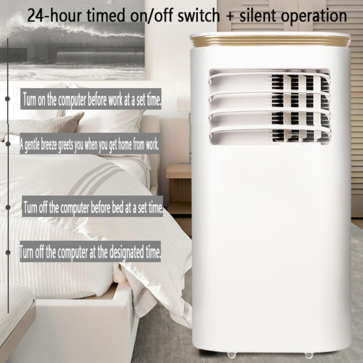 GENERIC Climatiseur Portable, Petit Climatiseur Avec Déshumidificateur, Refroidit 30 M², Climatiseur Mobile Silencieux Avec Kit De Fenêtre Et Télécommande, Oscillant, 2 Vitesses, 3 Modes, Minuterie 24 H