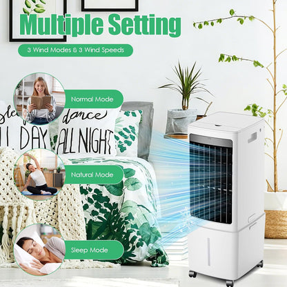  Refroidisseur D'air Portable 12L, Unité Mobile De Climatisation Avec Télécommande, Ventilateur De Tour Sans énergie De 45W, Minuterie De 7.5H, Oscillation, Refroidissement Silencieux Avec 4 Packs De G