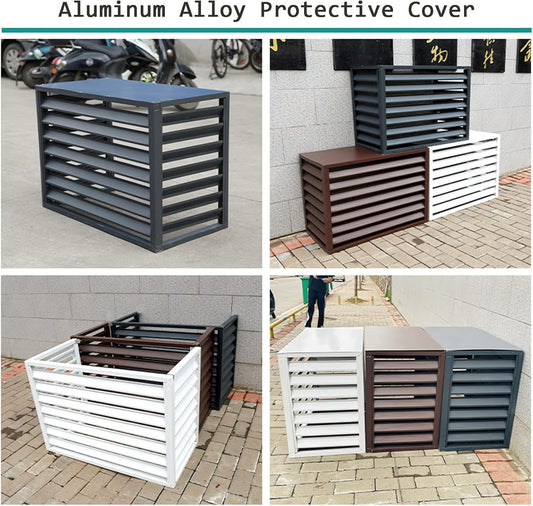  Housse Noire Pour Climatiseur Extérieur – Séparateur D'espace à Persiennes En Aluminium Pour Clôtures De Poubelles, Porte-fleurs Et Volets – Protection Et Décoration élégantes Pour Unité De