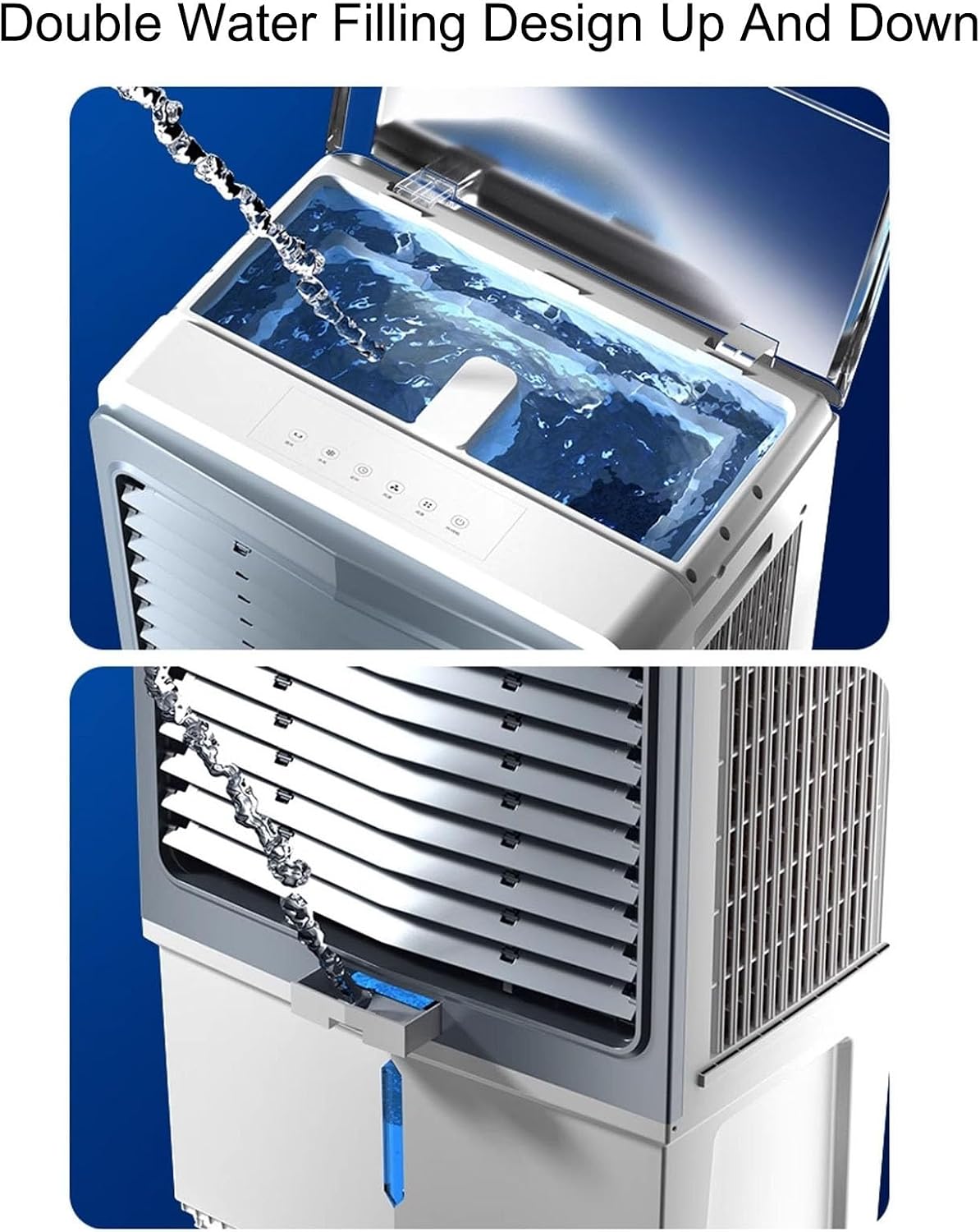  Refroidisseur D'air Par évaporation 4 En 1, Climatiseur Industriel à 3 Vitesses, Avec Réservoir D'eau De 80 L, Oscillation à 120 °, Pour Jardin, Porche, Usine, Bureau Et Commerce.