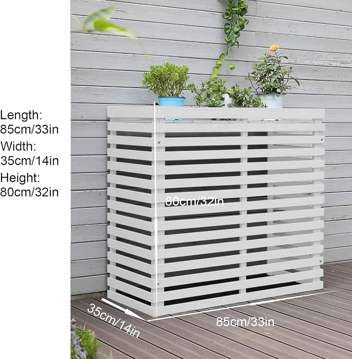 GENERIC Housse De Climatiseur D'extérieur En Bois Pour Cacher L'unité AC, Bouclier Extérieur Résistant Aux Intempéries Pour Climatiseurs, Parfaite Pour Clôture Et Jardin