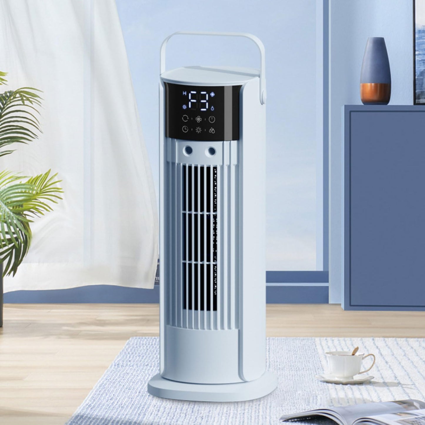 GENERIC Climatiseur Portable Avec Ventilateur Et Rafraîchisseur D'air Par évaporation, 3 Vitesses Et 3 Modes, Minuterie 10 H, Réservoir D'eau 700 ML, Télécommande, Humidificateur Et Circulateur D'ai