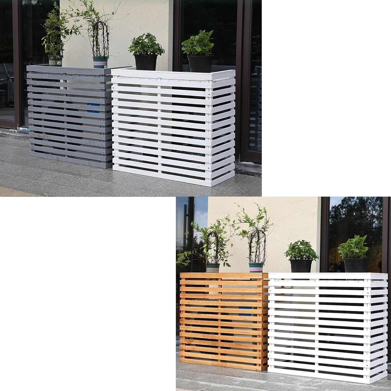  Housse Décorative Pour Climatiseur Extérieur Avec Support De Plante En Bois Et Couvercle Supérieur Pour Protection De Clôture – Résistant Aux Intempéries, élégante Et Fonctionnelle