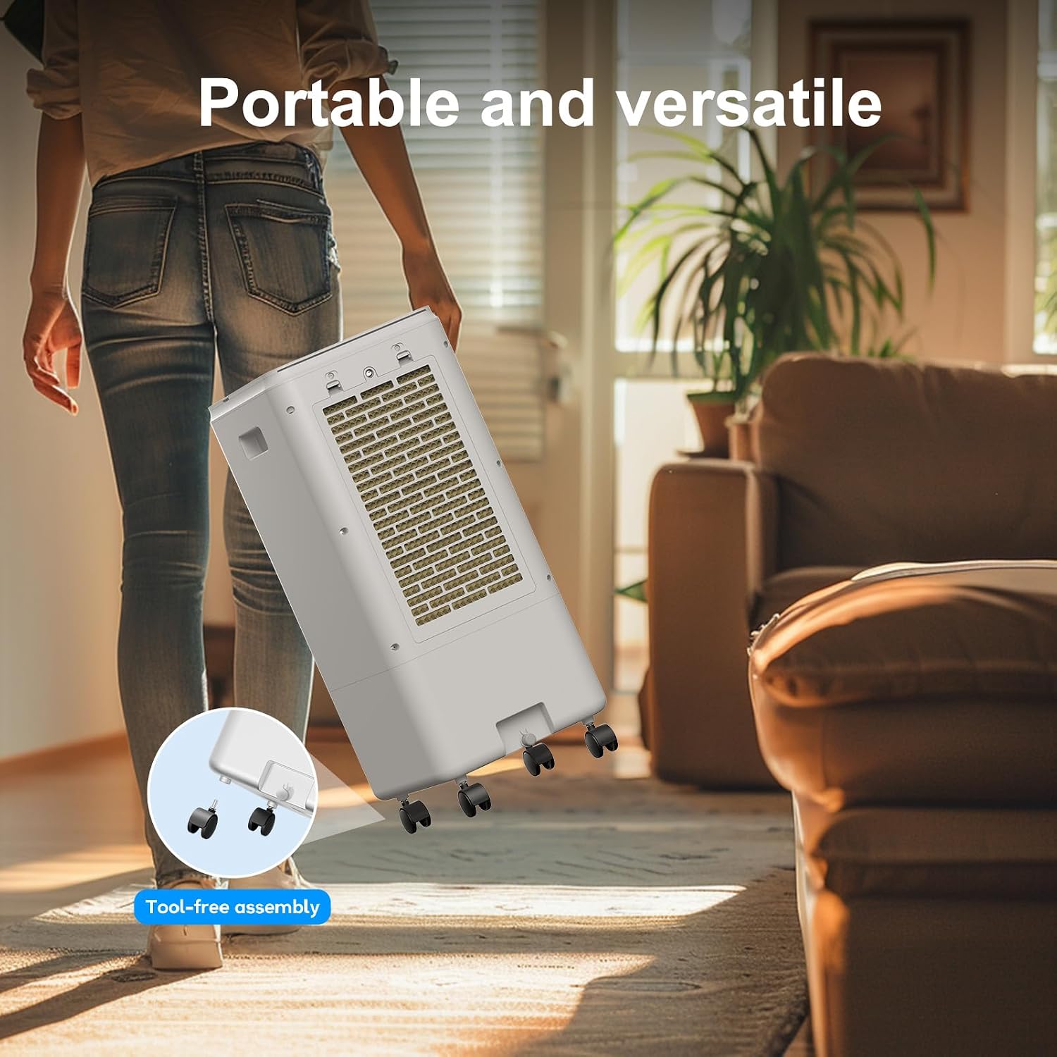  Swamp Refroidisseur D'air Portable Avec 4 Roues Universelles, Poignée Intégrée, Coussinets De Refroidissement Amovibles Et Facile à Nettoyer, Minuterie Intelligente De 7 Heures 14