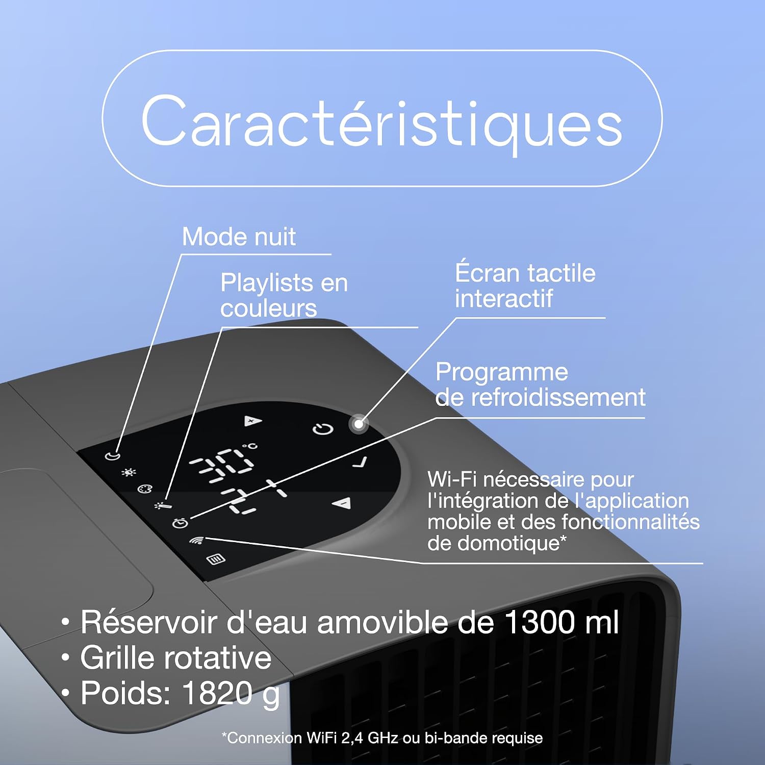  Refroidisseur D'air Pour Bureau - Climatiseurs Portables - Petit Ventilateur à Glace - Refroidisseur D'air Par évaporation, Evasmart Blanche