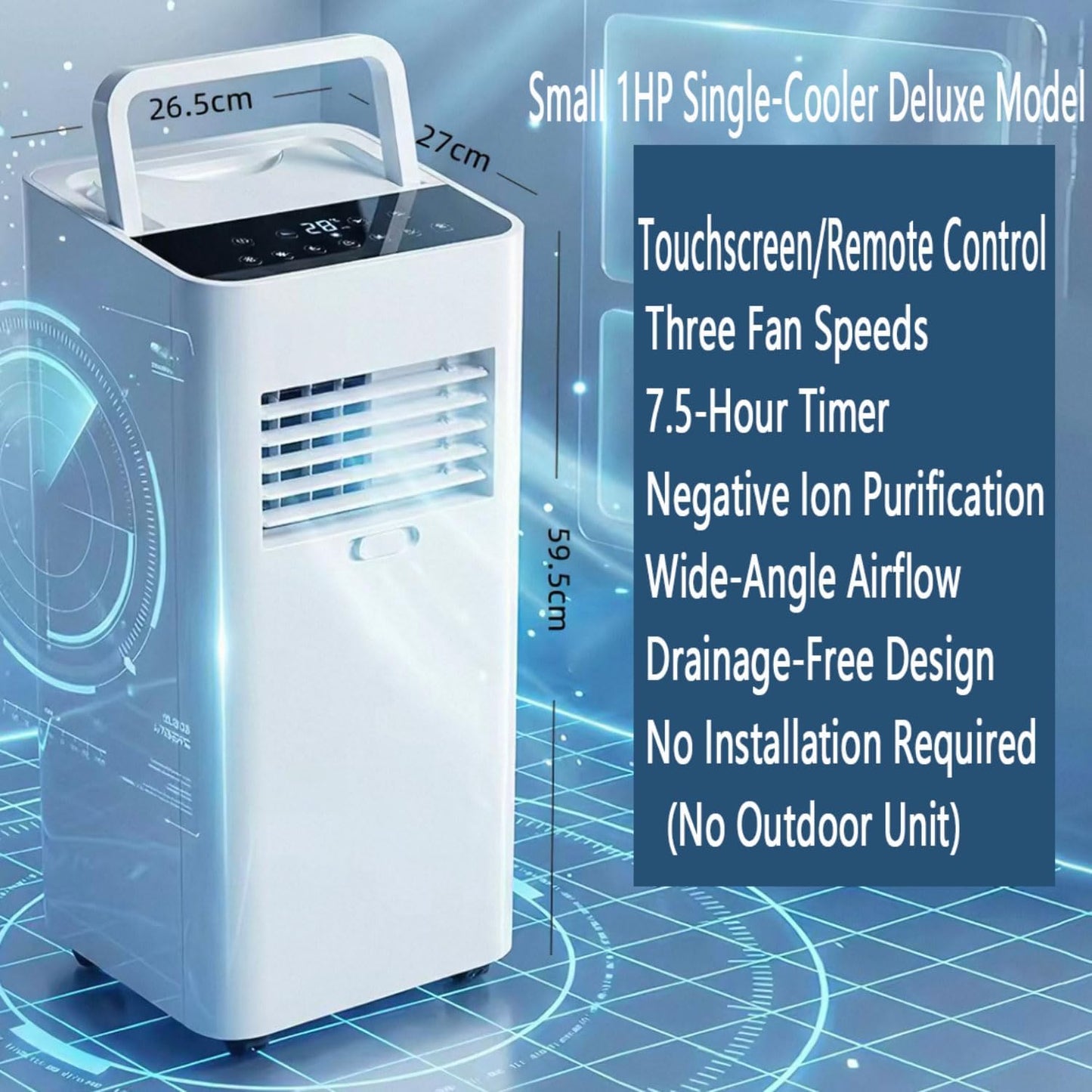  Climatiseur Portable Pour Grandes Chambres Et Chambres Jusqu'à 300 Sq.Ft, Unité Ultra Silencieuse 30dB Smart AC Avec Déshumidificateur, Ventilateur, Mode Veille Et Minuterie