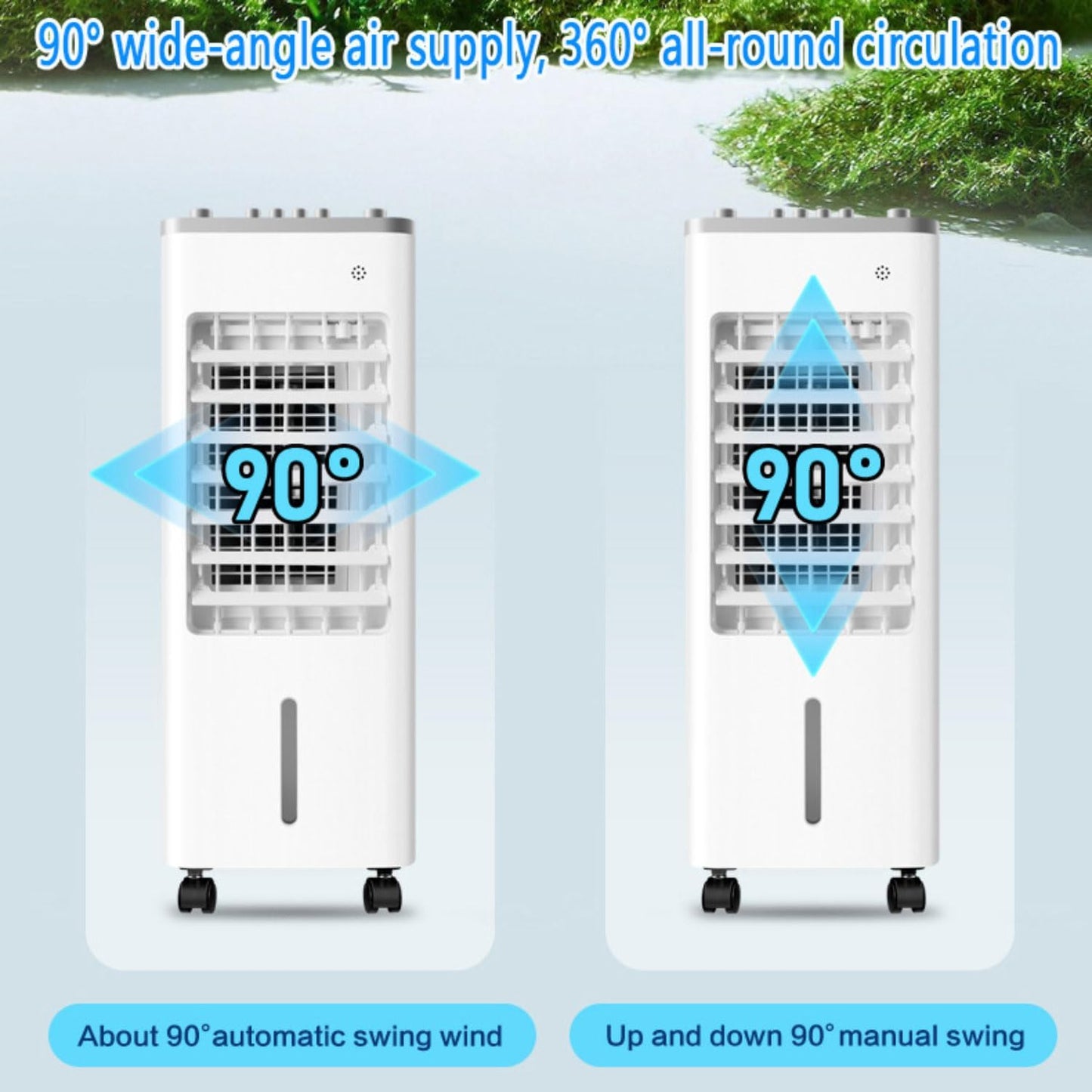 GENERIC Climatiseur Portable 3-en-1 Refroidisseur D'air évaporatif Et Télécommande 3 Vitesses De Ventilateur 90°Oscillation Automatique 8Hour Minuterie Et Sleep Refroidissement Ventilateur Humidification Pour