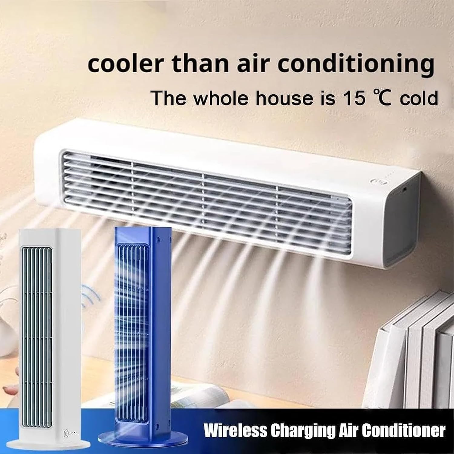 GENERIC Mini Ventilateur De Climatisation Portable, Refroidisseur D'air Mural Avec 3 Vitesses, Batterie 24H, Spray Silencieux Pour Voiture De Bureau à Domicile, Relief De Refroidissement Instantané