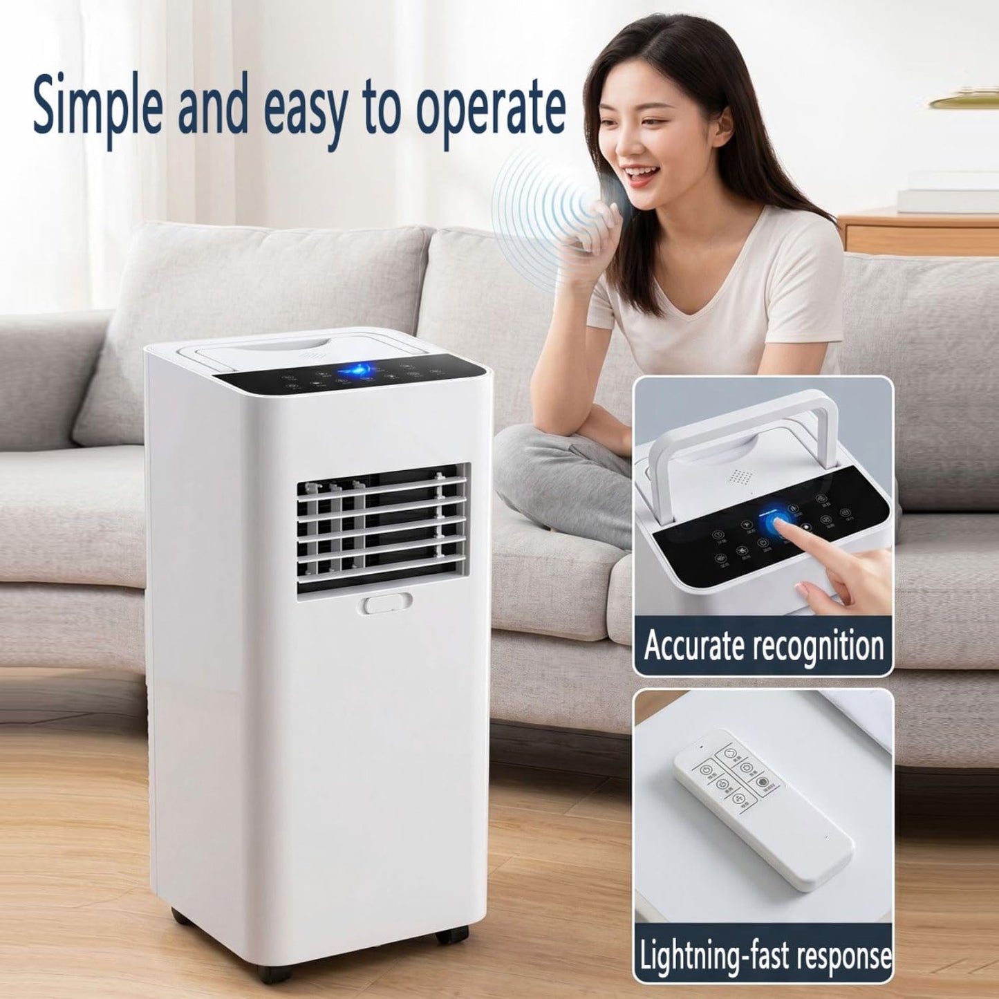  7000 BTU Portable AC Pour Les Chambres Jusqu'à 300 Pieds Carrés, Unité De Refroidissement Ultra-silencie Avec Télécommande, Déshumidificateur Et Modes De Ventilateur, Conception Facile Pour Le Bureau