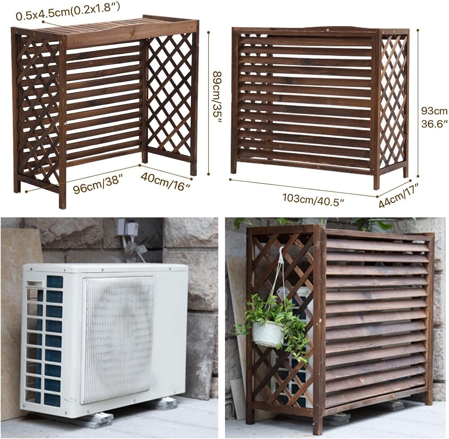 GENERIC Cloison De Séparation Extérieure En Bois Pour Climatiseur - Cache-pot De Fleurs - Grilles De Protection Pour Unités AC - Brise-vue Pour Jardin Et Terrasse.