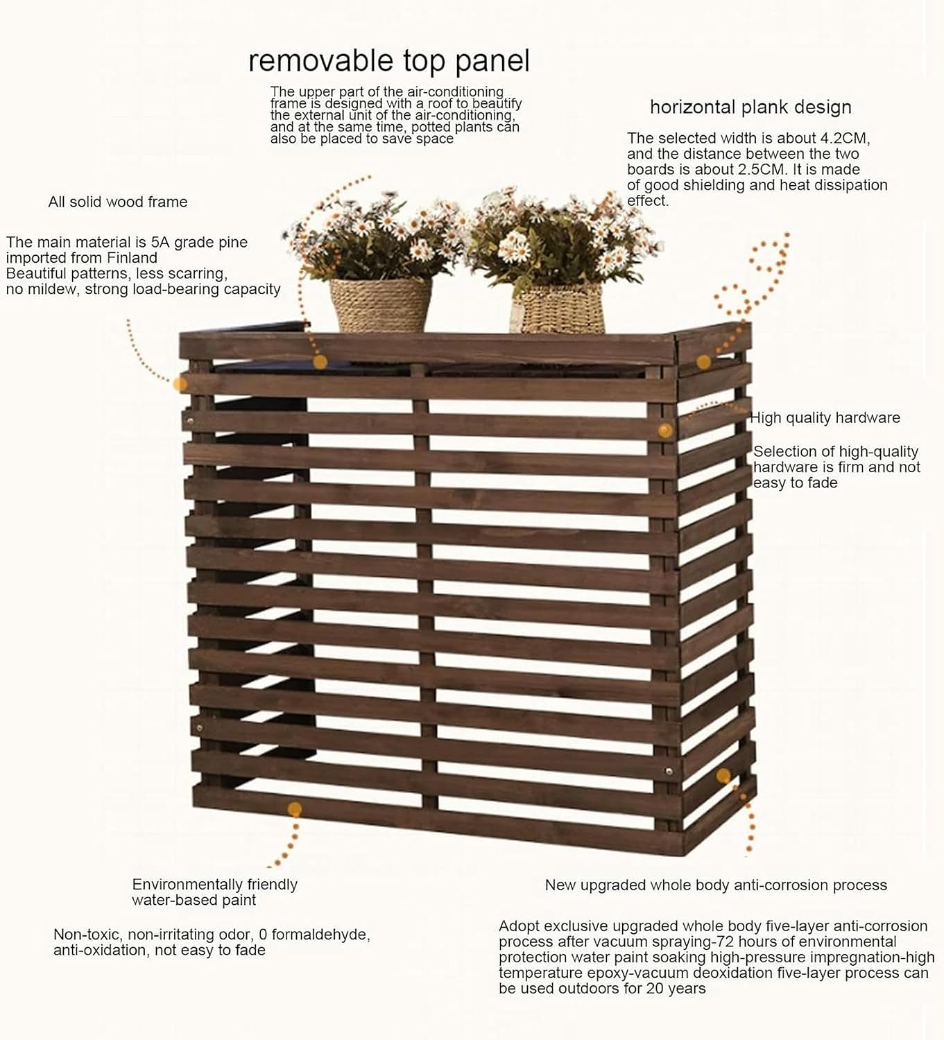 GENERIC Housse De Climatiseur D'extérieur En Bois Pour Cacher L'unité AC, Bouclier Extérieur Résistant Aux Intempéries Pour Climatiseurs, Parfaite Pour Clôture Et Jardin