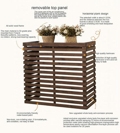 GENERIC Housse De Climatiseur D'extérieur En Bois Pour Cacher L'unité AC, Bouclier Extérieur Résistant Aux Intempéries Pour Climatiseurs, Parfaite Pour Clôture Et Jardin