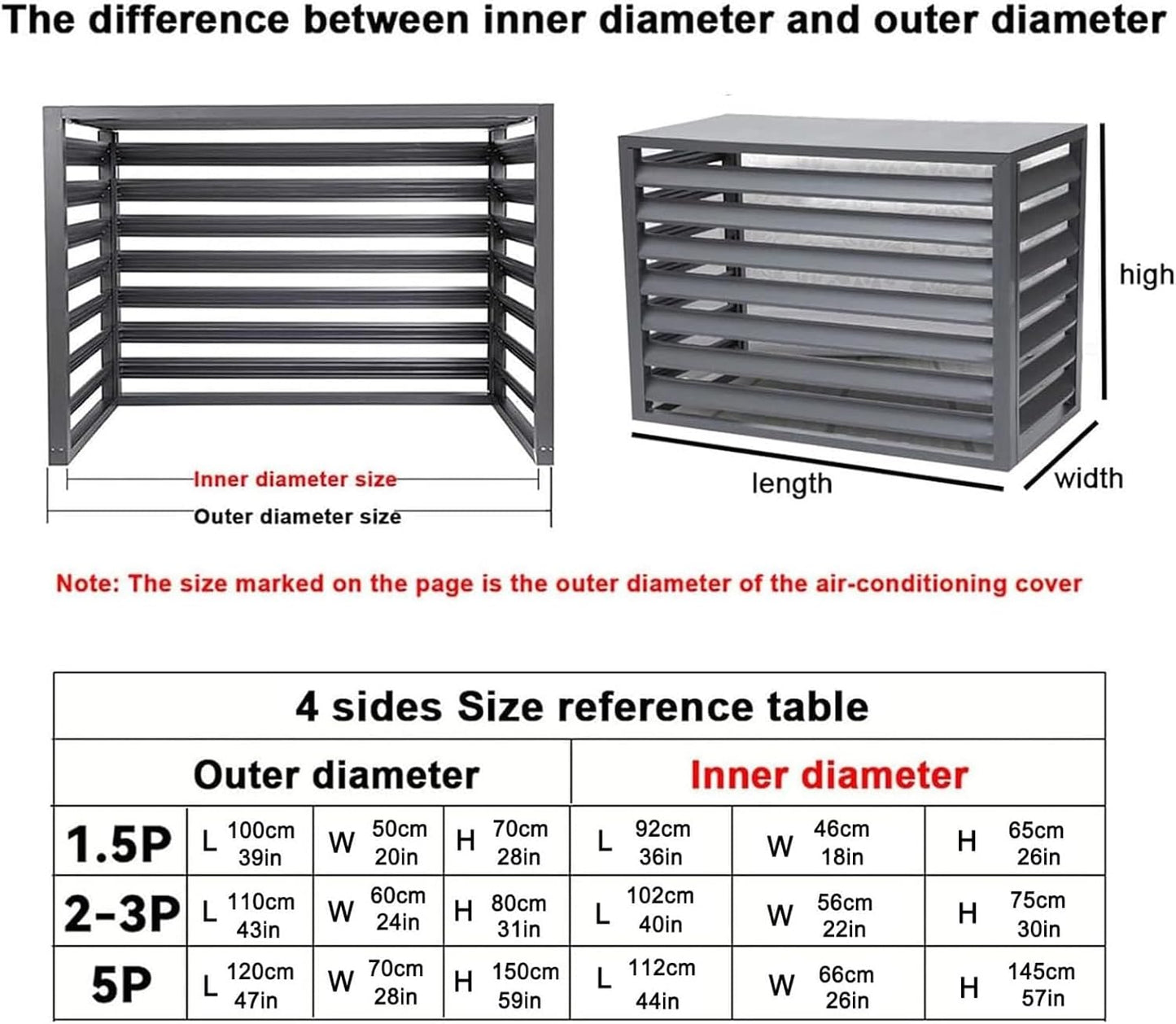 GENERIC Housse De Protection Pour Climatiseur D'extérieur à 4 Panneaux, Boîtier En Aluminium Pour Climatiseur, Pompe à Chaleur, Poubelle Et Support De Fleurs, Résistante Aux Intempéries (marron, 100 X 50 X 70