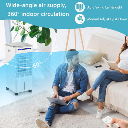GENERIC Refroidisseur D'événement Portable Avec 4 Boîtes à Glace Et Minuteries, Ventilateur Silencieux Jusqu'à 25m2, Climatisation Portable Avec Oscillation Et Roues, Idéal Pour La Maison, Bureau Et Camping