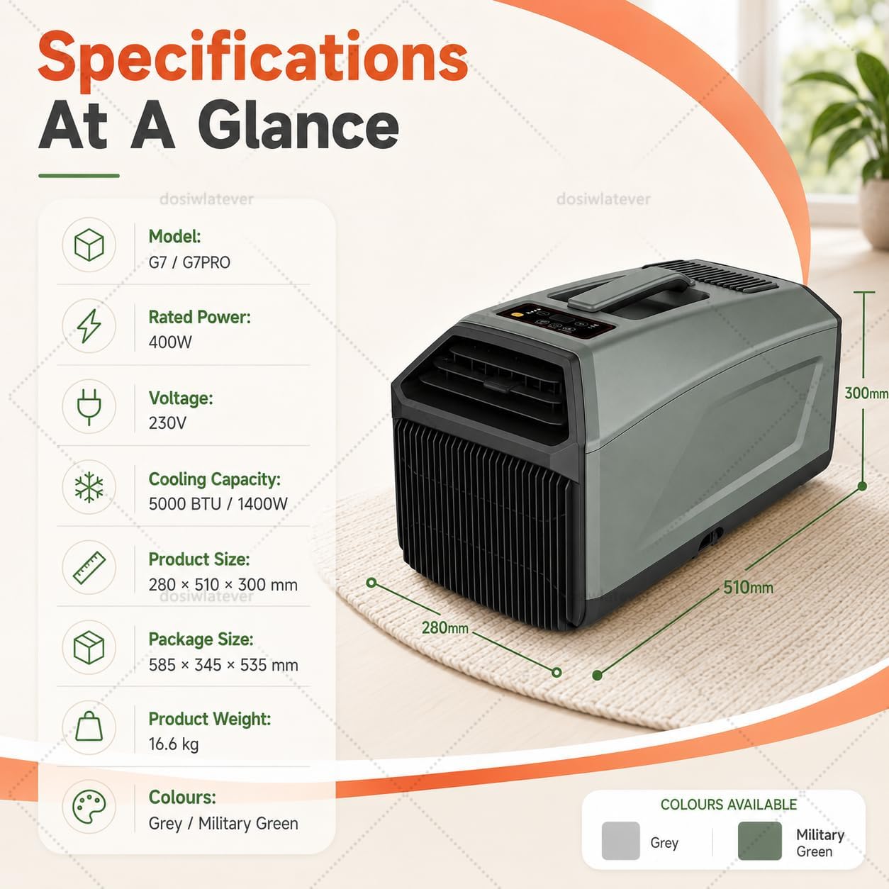  Climatiseur Portable 5000 BTU 230V - Nouveau Modèle 2026, Flux D’air Amélioré Pour Une Sensation De Fraîcheur Plus Rapide, Adapté Aux Chambres Et Petits Espaces De La Maison Grey