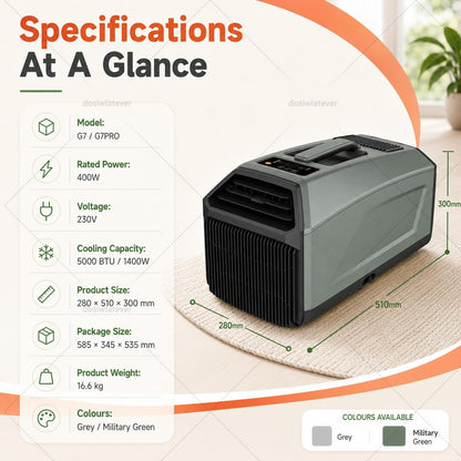  Climatiseur Portable 5000 BTU 230V - Nouveau Modèle 2026, Flux D’air Amélioré Pour Une Sensation De Fraîcheur Plus Rapide, Adapté Aux Chambres Et Petits Espaces De La Maison Grey