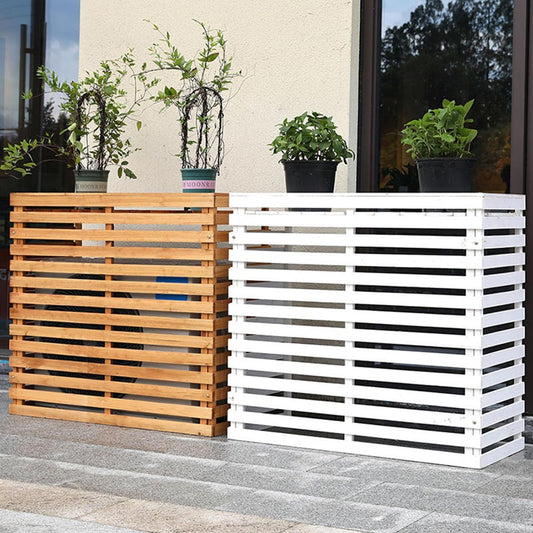 GENERIC Housse De Climatiseur D'extérieur En Bois Massif Avec Persiennes Pour Climatiseur, Abri Multifonction Pour Fleurs, 85 X 35 X 80 Cm