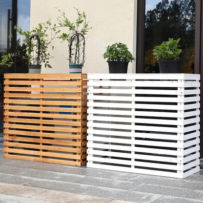 GENERIC Housse De Climatiseur D'extérieur En Bois Massif Avec Persiennes Et Support De Fleurs - Résistante Aux Intempéries - 85 X 35 X 80 Cm - Améliorez Votre Décoration De Terrasse