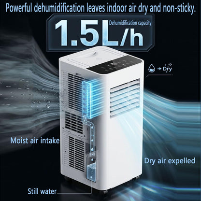  Climatiseur Portable Pour Grandes Chambres Et Chambres Jusqu'à 300 Sq.Ft, Unité Ultra Silencieuse 30dB Smart AC Avec Déshumidificateur, Ventilateur, Mode Veille Et Minuterie