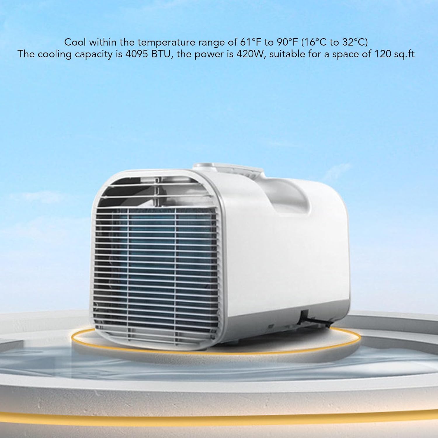  Jeffergarden Climatiseur Portable 4095 BTU, Petite Unité De Refroidissement 420 W Avec Déshumidificateur, Télécommande Pour Tente, Camping, Camping-car, Camion, Espace De 120 M² (Prise UE 220V)