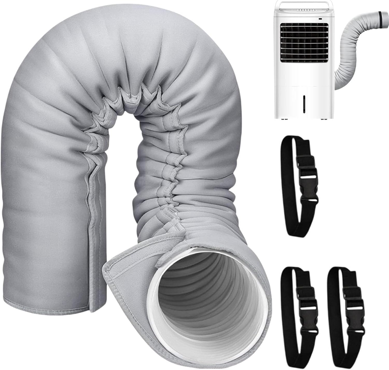  Portable Air Conditioner Hose Insulation Portable Insulated Cover, 3 Straps | Air Conditioners Insulated Hose Wrap For Winter Outdoor Indoor Casement Garage Rv Room Wall Window House Apartment