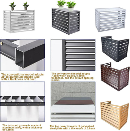 Housse De Climatiseur D'extérieur En Aluminium Et Support De Présentation Pour Plantes – Protection Contre Les Intempéries Pour Condensateur – Clôture D'intimité – Étagère De Jardin Pour Fleurs