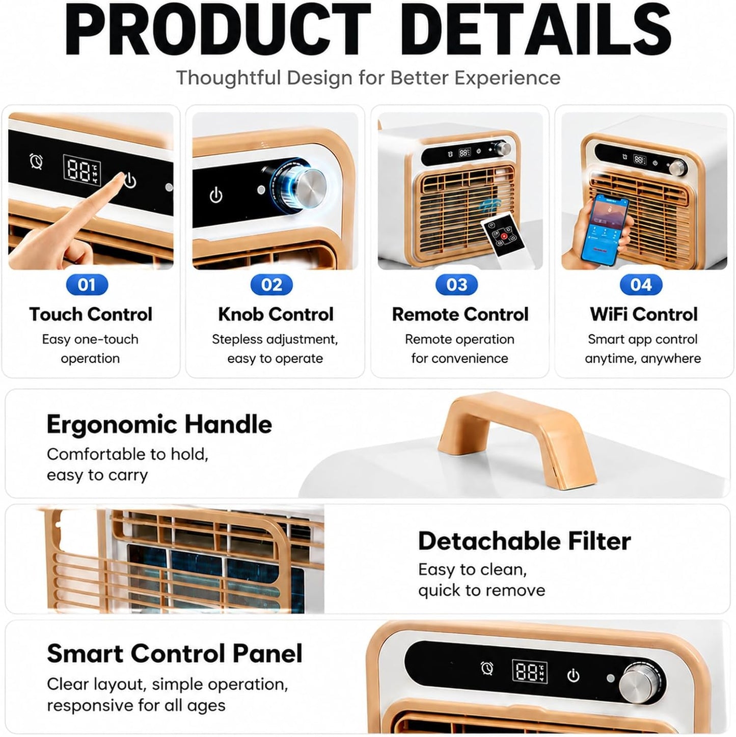  Mini Climatiseur Mobile 5000 BTU, Climatiseur Tente 1m | Modèle Split Silencieux, Rafraîchisseur D'air De Table Pour Chambre Bureau, Option Tuyau 1m/1.5m/2m Sans Eau