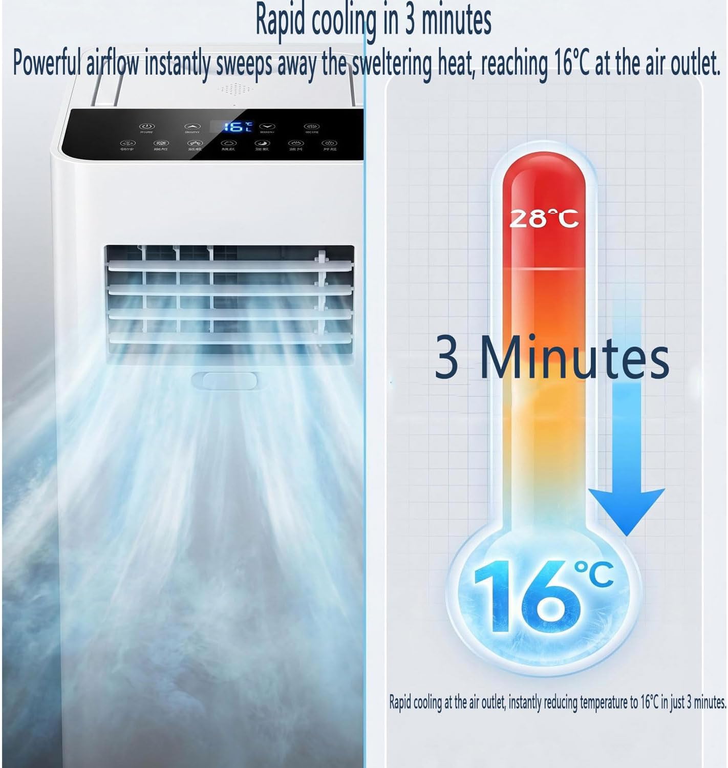  7000 BTU Portable AC Pour Les Chambres Jusqu'à 300 Pieds Carrés, Unité De Refroidissement Ultra-silencie Avec Télécommande, Déshumidificateur Et Modes De Ventilateur, Conception Facile Pour Le Bureau