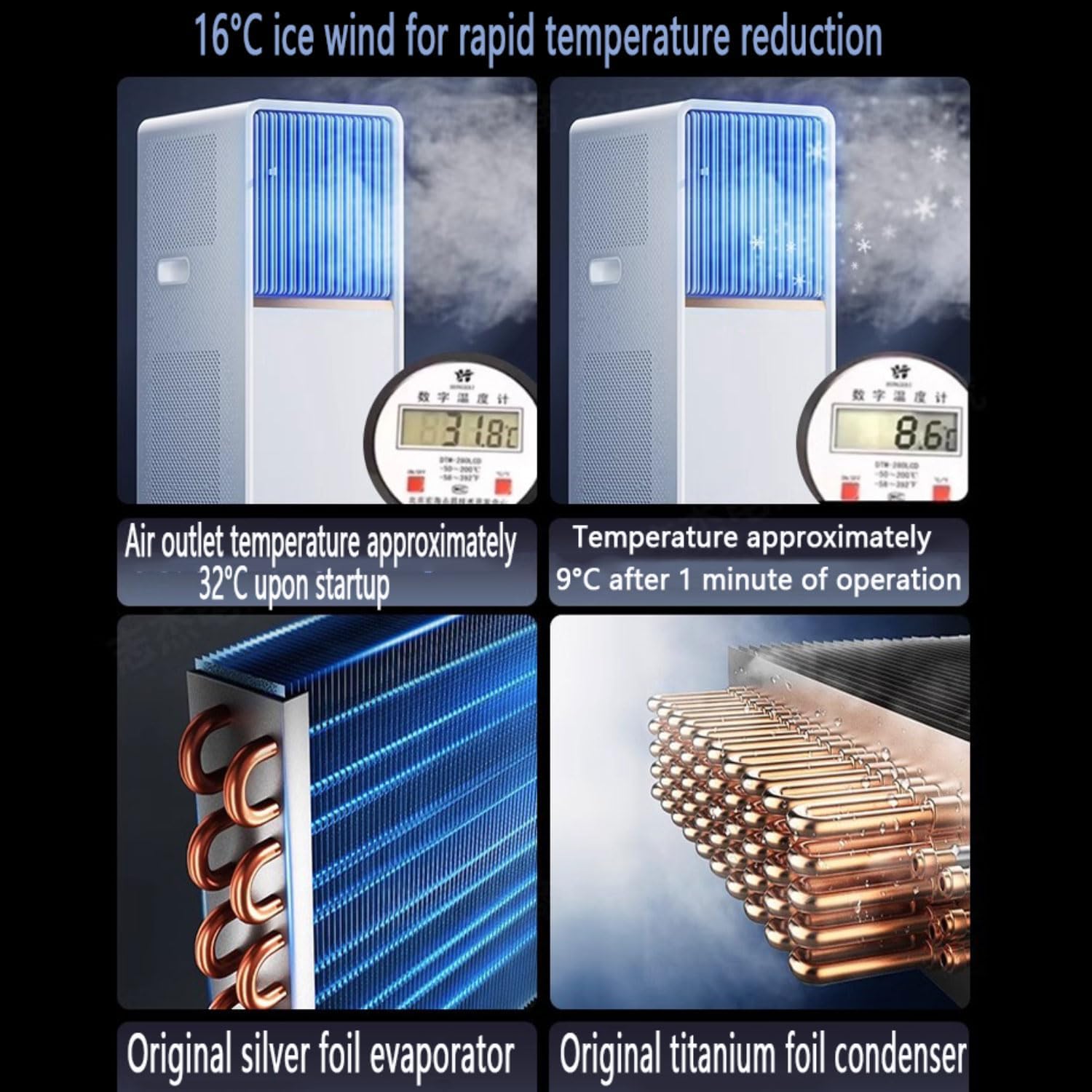 Climatiseur Portable, Unité De Climatisation Intelligente Avec Déshumidificateur Cool Et Modes De Ventilateur, Télécommande, Minuterie 24H, Kit De Fenêtre, Pas De Mur Requis Pour Le Bureau De La Chamb