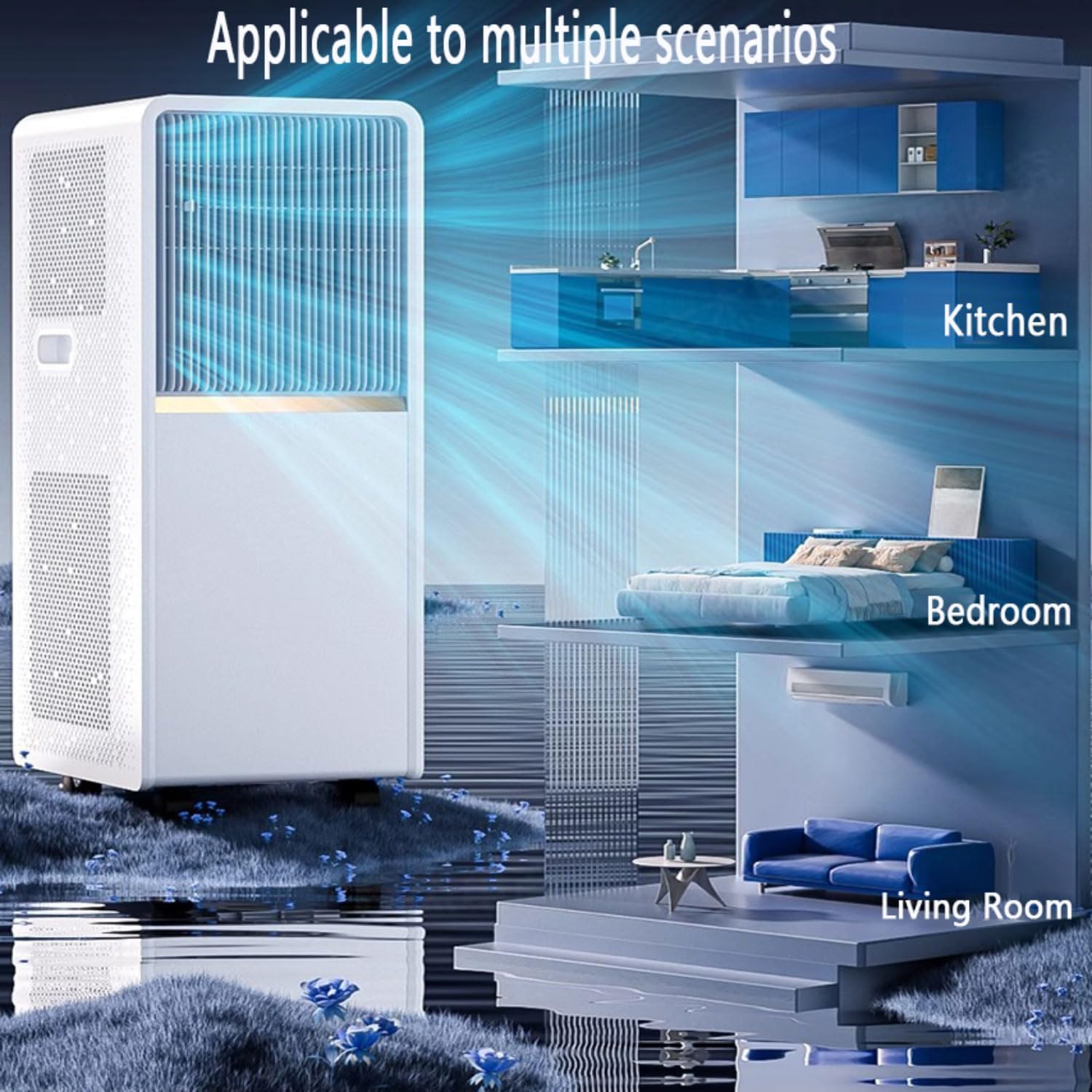  Climatiseur Portable, Unité De Climatisation Intelligente Avec Déshumidificateur Cool Et Modes De Ventilateur, Télécommande, Minuterie 24H, Kit De Fenêtre, Pas De Mur Requis Pour Le Bureau De La Chamb