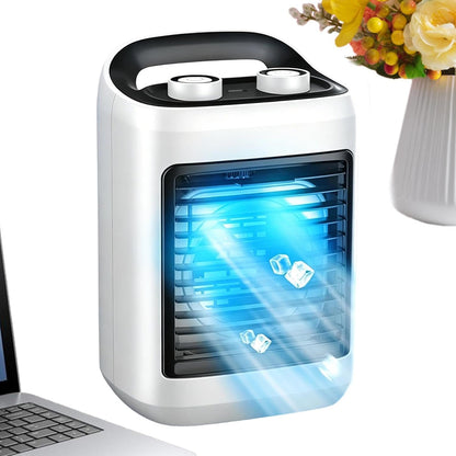  Mini Climatiseur D'Air Portatif - Avec Réservoir D'Eau De 180 Ml, Rechargeable Par USB Et 6 Vitesses,Mini Ventilateur Rafraîchisseur D'Air Portable | Adapté Pour Chambre, Salon, Cuisine, Bureau Et Dor