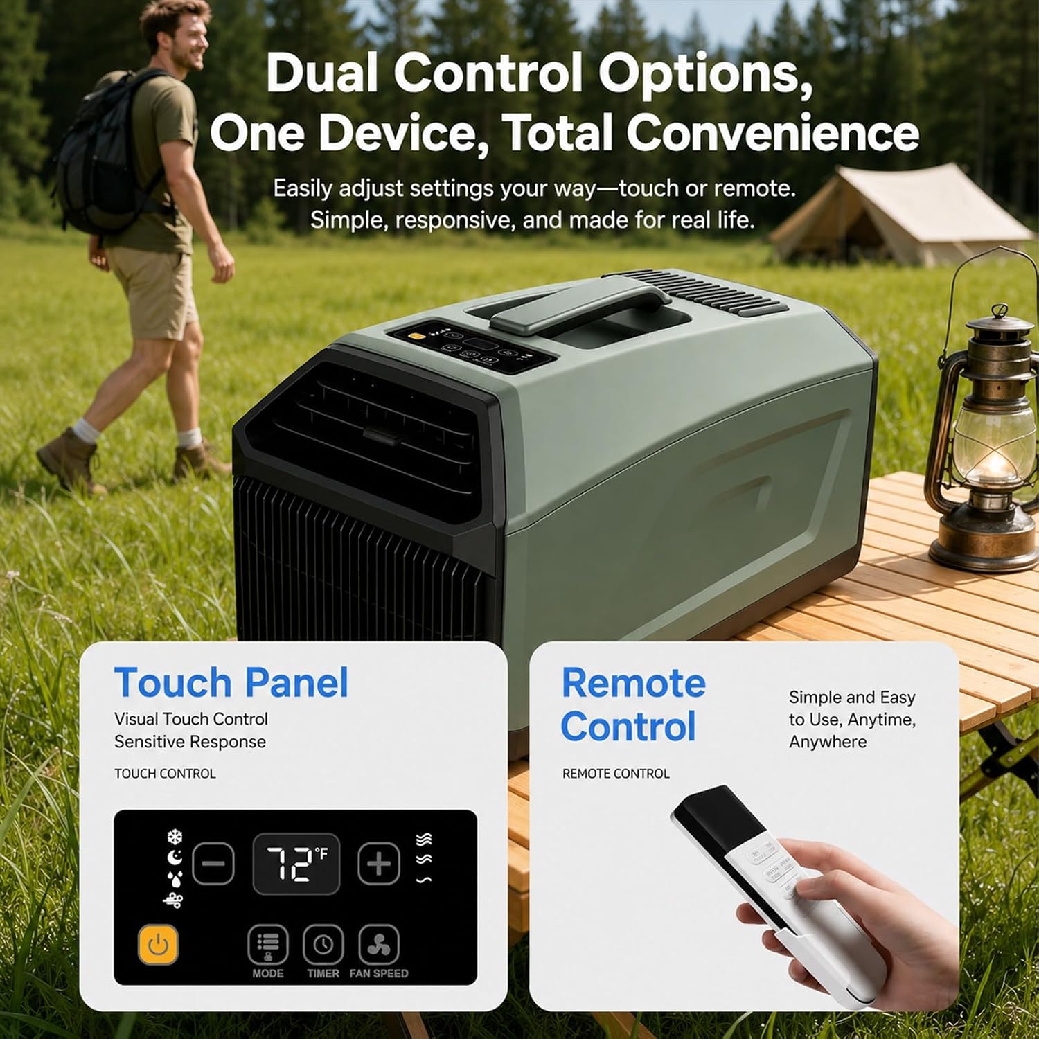  Climatiseur Portable De Camping 5100Btu,sans évacuation Requise,Silencieux,Minuterie 24H,3 Vitesses,10 M² / 108 Pi², Pour Tentes,Chambres,Camping-Cars Autres Espaces Extérieurs 220VAC