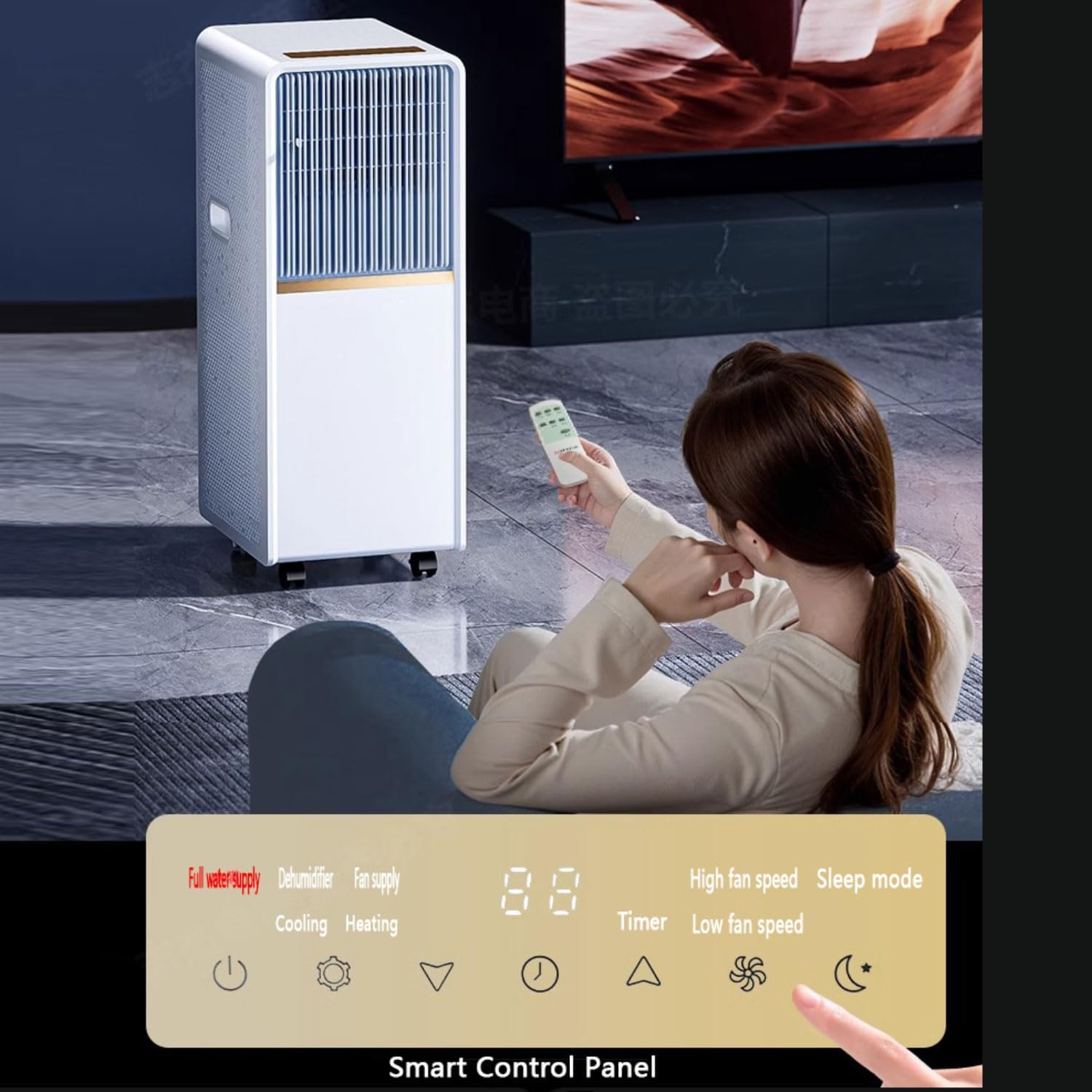  Climatiseur Portable Smart AC Unit Avec Télécommande, Refroidissement Silencieux, Oscillation à 120 °, Minuterie 24H, Idéal Pour L'utilisation De La Pièce Ou Du Bureau, Comprend Des Kits De Fenêtre