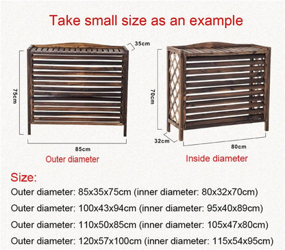 GENERIC Housse En Bois Marron Pour Climatiseur Avec Persiennes - Conteneur à Condensateur Caché Pour L'extérieur - Facile à Installer - Résistant Aux Intempéries