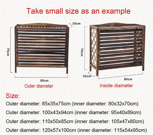 GENERIC Housse En Bois Marron Pour Climatiseur Avec Persiennes - Conteneur à Condensateur Caché Pour L'extérieur - Facile à Installer - Résistant Aux Intempéries