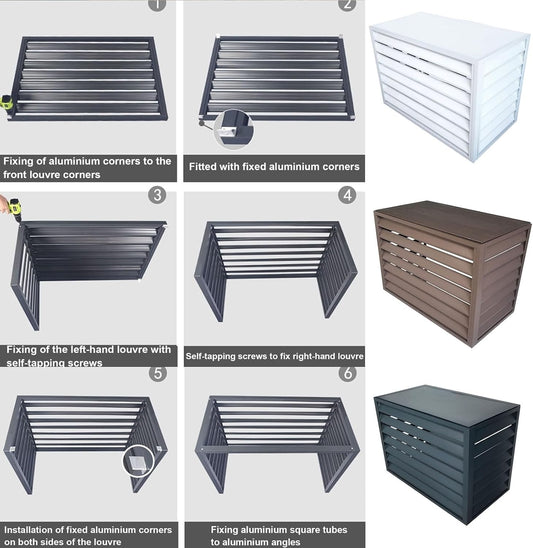 GENERIC Housse De Protection Pour Climatiseur D'extérieur – Protection En Aluminium Pour Unités Extérieures – Housse De Condensateur Résistante Aux Intempéries – Cache Le Climatiseur Avec Clôture Décorative