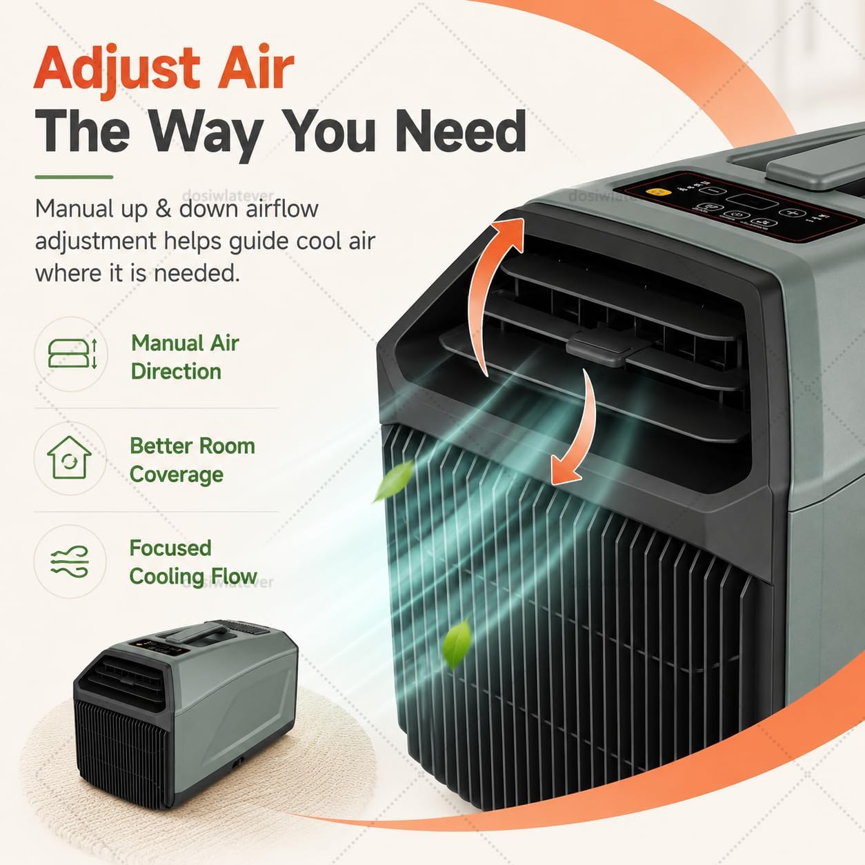  Climatiseur Portable 5000 BTU 230V - Nouveau Modèle 2026, Flux D’air Amélioré Pour Une Sensation De Fraîcheur Plus Rapide, Adapté Aux Chambres Et Petits Espaces De La Maison Grey